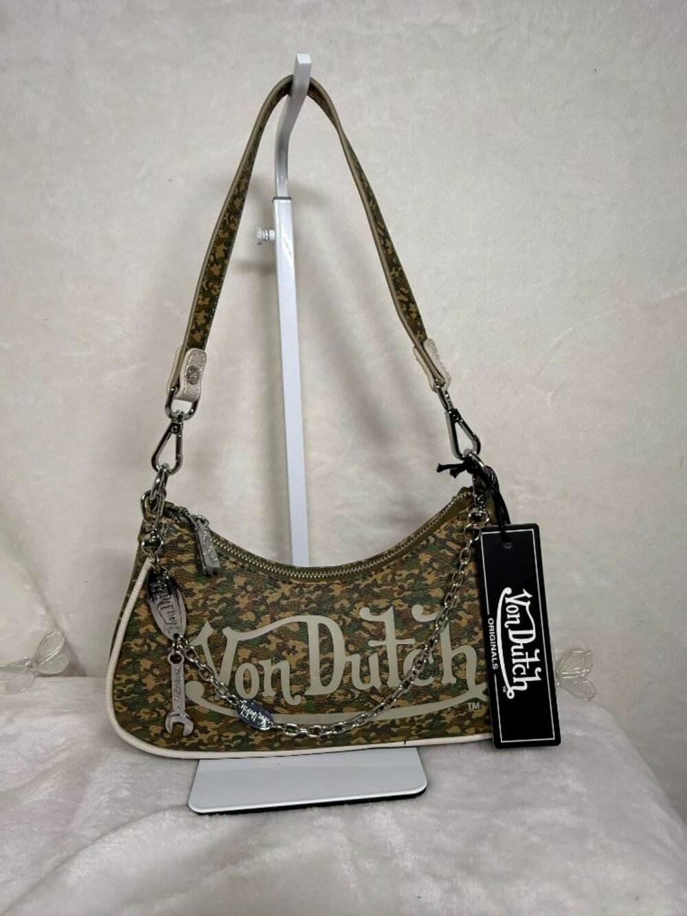 Von Dutch Camouflage Shoulder Bag + Matching Umbrella (NWT) — MSRP $99